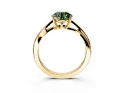 Solitaire Engagement Ring Setting for Fancy Green Round Cut Center with Plain Bypass Twist Band and Prong Head in Yellow Gold