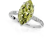 Hidden Halo Engagement Ring Setting for Fancy Yellow Marquise Center with Pave Band and Prong Head in Sterling Silver