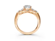 Cluster Engagement Ring Setting for Cushion Cut Center with Round Cut Accent Frame and Prong Head in Rose Gold