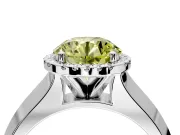 Halo Engagement Ring Setting for Fancy Yellow Round Cut Center with Knife Ridge Cathedral Band and Prong Head in Platinum