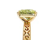 Solitaire Engagement Ring Setting for Fancy Yellow Radiant Cut Center with Scrollwork Band and Prong Head in Yellow Gold