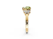 Solitaire Engagement Ring Setting for Fancy Yellow Heart-Shaped Center with Marquise Flower Shoulders and Prong Head in Yellow Gold