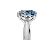 Solitaire Engagement Ring Setting for Fancy Blue Oval Center with Reverse Tapered Band and Prong Head in Sterling Silver