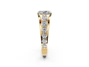 Solitaire Engagement Ring Setting for Radiant Cut Center with Graduated Shared Prongs and Prong Head in Yellow Gold