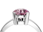 Solitaire Engagement Ring Setting for Fancy Pink Round Cut Center with Plain Band and Flat Tab Prong Head in Platinum