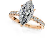 Solitaire Engagement Ring Setting for Marquise Center with Shared-Prong Accents and Prong Head in Rose Gold