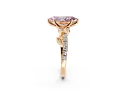 Leaf Motif Engagement Ring Setting for Fancy Pink Marquise Center with Pave Band and Prong Head in Rose Gold