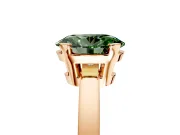 Solitaire Engagement Ring Setting for Fancy Green Oval Center with Plain Band and Flat Tab Prong Head in Rose Gold