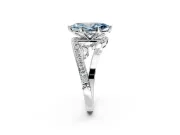 Solitaire Engagement Ring Setting for Fancy Blue Marquise Center with Pave Bypass Twist Band and Prong Head in Sterling Silver