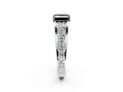 Solitaire Engagement Ring Setting for Fancy Black Princess Cut Center with Graduated Shared Prongs and Prong Head in Sterling Silver