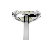 Single Halo Engagement Ring Setting for Fancy Yellow Emerald Cut Center with Corner Claws, Plain Band and Prong Head in Platinum