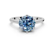 Solitaire Engagement Ring Setting for Fancy Blue Round Cut Center with Cathedral Band and Prong Head in Platinum
