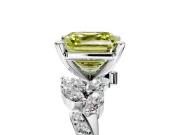 Solitaire Engagement Ring Setting for Fancy Yellow Asscher Cut Center with Marquise Accent Twist Band and Prong Head in White Gold