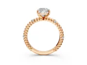 Rope Engagement Ring Setting for Cushion Cut Center with Accent Shoulders and Prong Head in Rose Gold