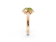 Floral Frame Engagement Ring Setting for Fancy Yellow Round Cut Center with Accent Clusters and Prong Head in Rose Gold