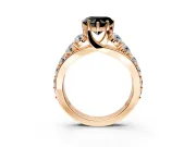 Solitaire Engagement Ring Setting for Fancy Black Heart-Shaped Center with Graduated Shared Prongs and Prong Head in Rose Gold