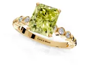Solitaire Engagement Ring Setting for Fancy Yellow Radiant Cut Center with Bezel-Dot Beaded Band and Prong Head in Yellow Gold