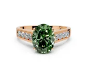 Solitaire Engagement Ring Setting for Fancy Green Oval Center with Cathedral Channel Band and Prong Head in Rose Gold