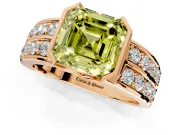 Bezel Engagement Ring Setting for Fancy Yellow Asscher Cut Center with Wide Channel-Set Band and Bezel Head in Rose Gold
