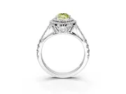 Double Halo Engagement Ring Setting for Fancy Yellow Marquise Center with Narrow Pave Split Shank and Prong Head in White Gold
