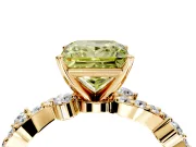 Solitaire Engagement Ring Setting for Fancy Yellow Princess Cut Center with Bar-Station Pave Twist and Prong Head in Yellow Gold