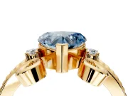 Solitaire Engagement Ring Setting for Fancy Blue Heart-Shaped Center with Twisted Band and Scroll Prong Head in Yellow Gold