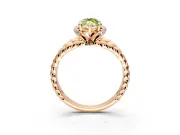 Halo Engagement Ring Setting for Fancy Yellow Marquise Center with Rope Twist Split Shank and Prong Head in Rose Gold