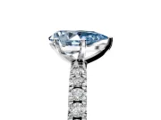 Solitaire Engagement Ring Setting for Fancy Blue Pear-Shaped Center with Fine Pave Band and Claw Prong Head in Sterling Silver
