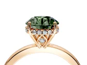 Solitaire Engagement Ring Setting for Fancy Green Round Cut Center with Fine Wire Band and Prong Head in Rose Gold