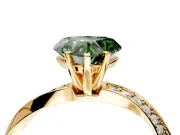 Side Accent Engagement Ring Setting for Fancy Green Heart-Shaped Center with Accent Shoulders and Prong Head in Yellow Gold