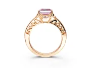 Floral Engagement Ring Setting for Fancy Pink Asscher Cut Center with Four Accent Clusters and Prong Head in Rose Gold
