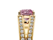 Split Shank Engagement Ring Setting for Fancy Pink Cushion Cut Center with Pave Split Shank and Prong Head in Yellow Gold