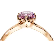 Solitaire Engagement Ring Setting for Fancy Pink Emerald Cut Center with Plain Split Shank and Prong Head in Rose Gold