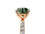 Solitaire Engagement Ring Setting for Fancy Green Round Cut Center with Micro Pave Band and Prong Head in Rose Gold