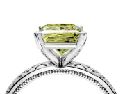 Solitaire Engagement Ring Setting for Fancy Yellow Princess Cut Center with Milgrain X Pattern Band and Prong Head in Sterling Silver