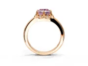 Floral Frame Engagement Ring Setting for Fancy Pink Princess Cut Center with Accent Clusters and Prong Head in Rose Gold