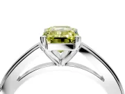 Solitaire Engagement Ring Setting for Fancy Yellow Emerald Cut Center with Flat-Sided Plain Band and Prong Head in Sterling Silver