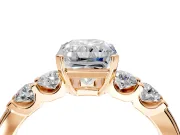 5 Stone Engagement Ring Setting for Radiant Cut Center with Plain Band and Prong Head in Rose Gold