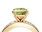Solitaire Engagement Ring Setting for Fancy Yellow Princess Cut Center with Channel-Set Accents and Prong Head in Yellow Gold