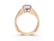 Split Shank Engagement Ring Setting for Fancy Pink Asscher Cut Center with Pave Split Shank and Prong Head in Rose Gold