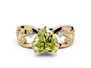 Solitaire Engagement Ring Setting for Fancy Yellow Heart-Shaped Center with Criss-Cross Accent Band and Prong Head in Yellow Gold
