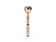 Solitaire Engagement Ring Setting for Fancy Blue Round Cut Center with Shared-Prong Accents and Prong Head in Rose Gold