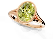 Solitaire Engagement Ring Setting for Fancy Yellow Oval Center with V Split Shank and Bezel Head in Rose Gold