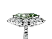 Floral Halo Engagement Ring Setting for Fancy Green Marquise Center with Pave Accents and Prong Head in Platinum