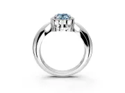 Halo Engagement Ring Setting for Fancy Blue Oval Center with Tapered Plain Band and Prong Head in Platinum