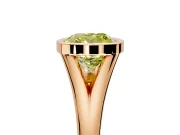 Solitaire Engagement Ring Setting for Fancy Yellow Cushion Cut Center with V Split Shank and Bezel Head in Rose Gold