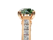 Solitaire Engagement Ring Setting for Fancy Green Round Cut Center with Channel Band and Double Claw Prong Head in Rose Gold