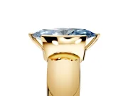 Tension Engagement Ring Setting for Fancy Blue Marquise Center with Wide Flat Band and Tension Head in Yellow Gold