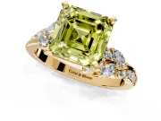 Solitaire Engagement Ring Setting for Fancy Yellow Asscher Cut Center with Marquise Accent Twist Band and Prong Head in Yellow Gold