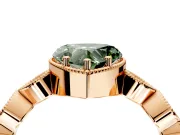 Vintage Station Engagement Ring Setting for Fancy Green Heart-Shaped Center with Accents and Prong Head in Rose Gold